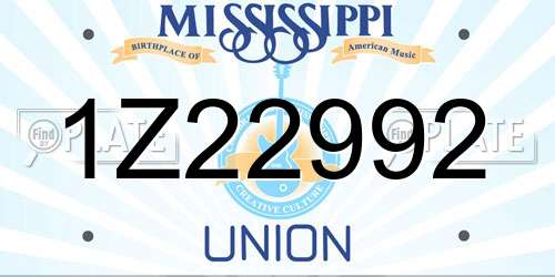 1Z22992 Mississippi License Plate