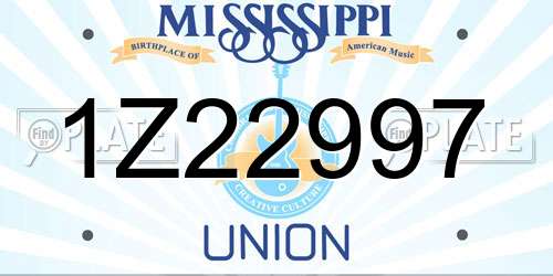 1Z22997 Mississippi License Plate