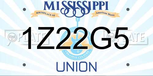 1Z22G5 Mississippi License Plate