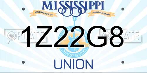 1Z22G8 Mississippi License Plate