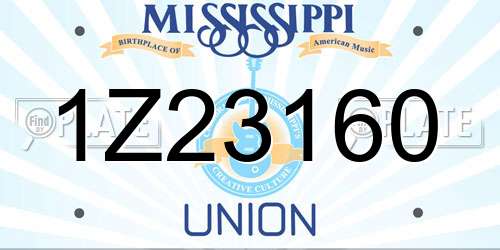 1Z23160 Mississippi License Plate
