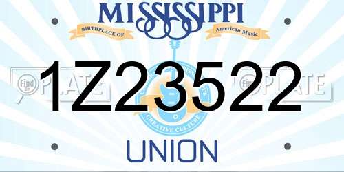 1Z23522 Mississippi License Plate
