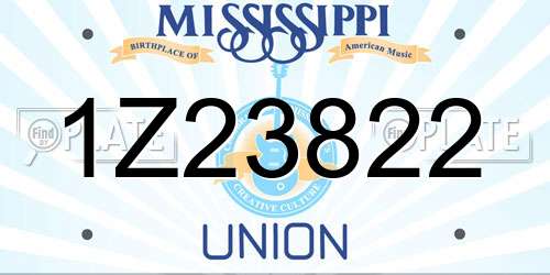 1Z23822 Mississippi License Plate