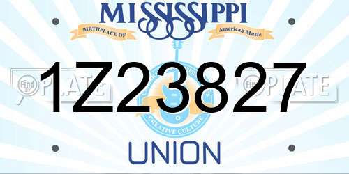 1Z23827 Mississippi License Plate