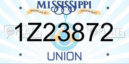 1Z23872 Mississippi License Plate