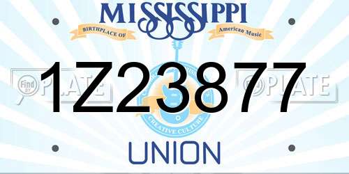 1Z23877 Mississippi License Plate