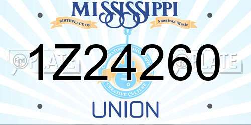1Z24260 Mississippi License Plate