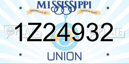 1Z24932 Mississippi License Plate