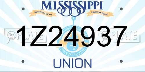 1Z24937 Mississippi License Plate