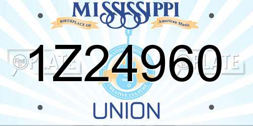 1Z24960 Mississippi License Plate