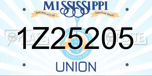 1Z25205 Mississippi License Plate