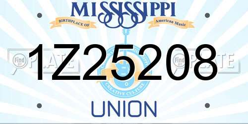 1Z25208 Mississippi License Plate
