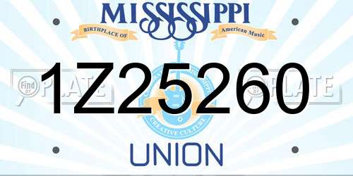 1Z25260 Mississippi License Plate