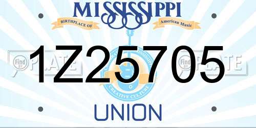 1Z25705 Mississippi License Plate