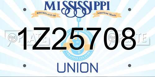 1Z25708 Mississippi License Plate