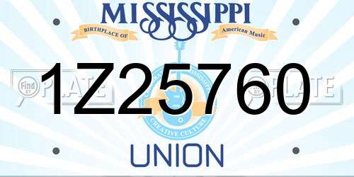 1Z25760 Mississippi License Plate