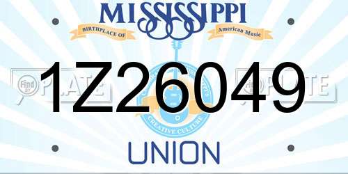 1Z26049 Mississippi License Plate