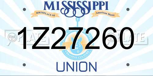 1Z27260 Mississippi License Plate