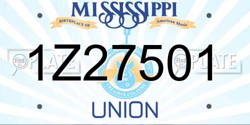 1Z27501 Mississippi License Plate