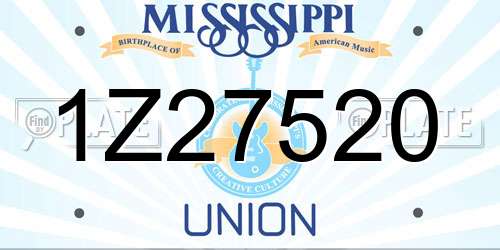1Z27520 Mississippi License Plate
