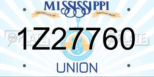 1Z27760 Mississippi License Plate