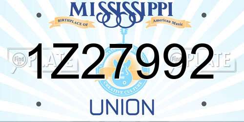 1Z27992 Mississippi License Plate