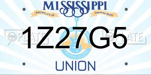 1Z27G5 Mississippi License Plate