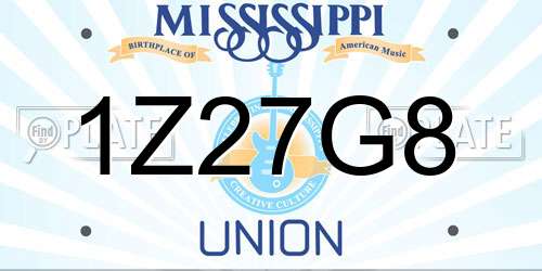 1Z27G8 Mississippi License Plate