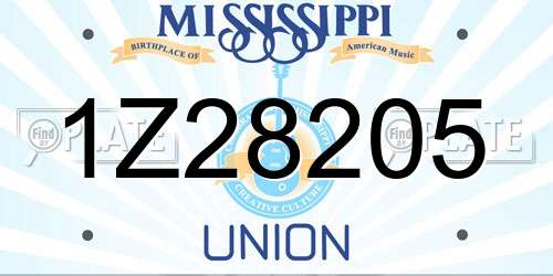1Z28205 Mississippi License Plate