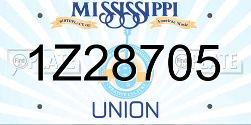 1Z28705 Mississippi License Plate