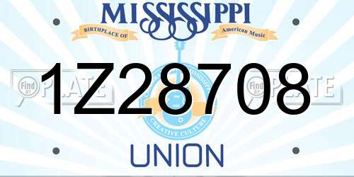 1Z28708 Mississippi License Plate