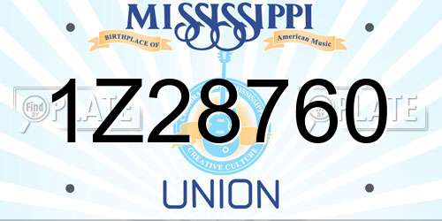 1Z28760 Mississippi License Plate