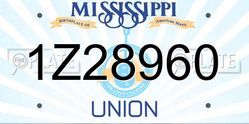 1Z28960 Mississippi License Plate
