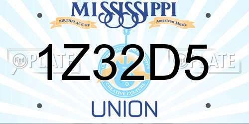 1Z32D5 Mississippi License Plate