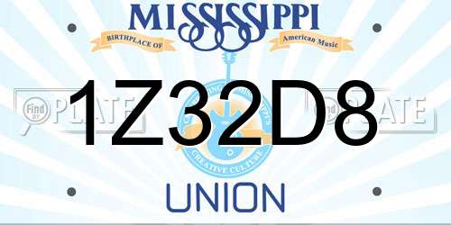1Z32D8 Mississippi License Plate
