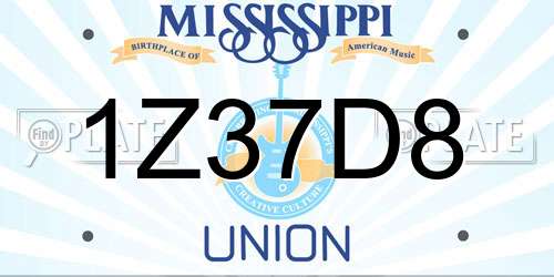 1Z37D8 Mississippi License Plate