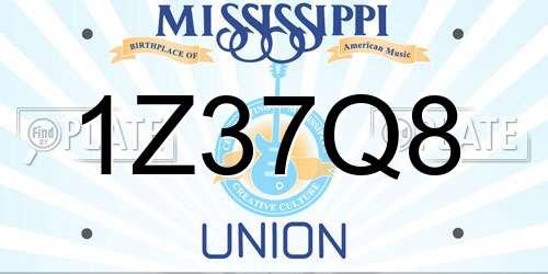 1Z37Q8 Mississippi License Plate