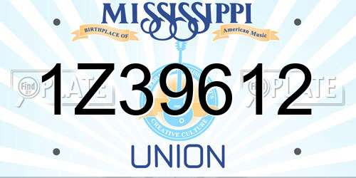 1Z39612 Mississippi License Plate