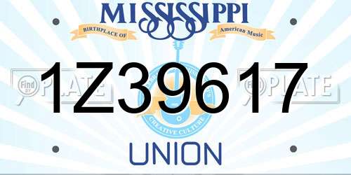 1Z39617 Mississippi License Plate