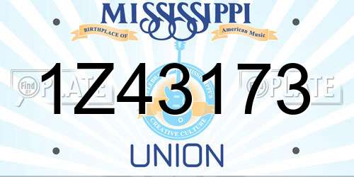 1Z43173 Mississippi License Plate