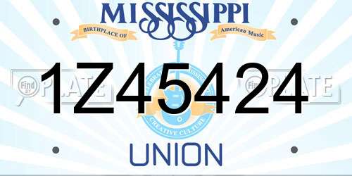 1Z45424 Mississippi License Plate