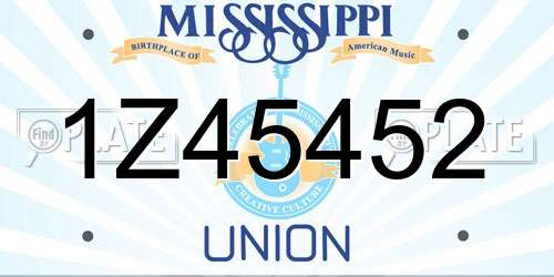 1Z45452 Mississippi License Plate
