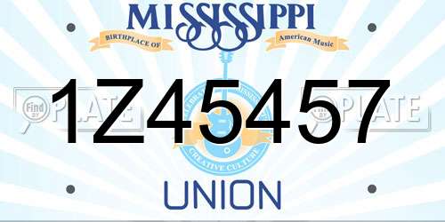 1Z45457 Mississippi License Plate