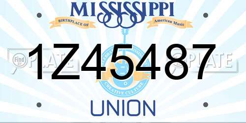 1Z45487 Mississippi License Plate