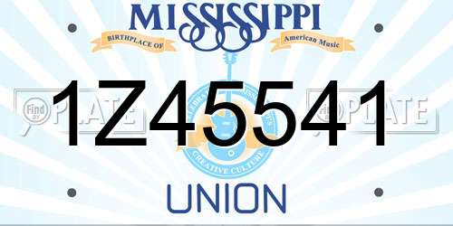1Z45541 Mississippi License Plate