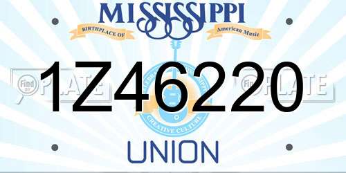 1Z46220 Mississippi License Plate