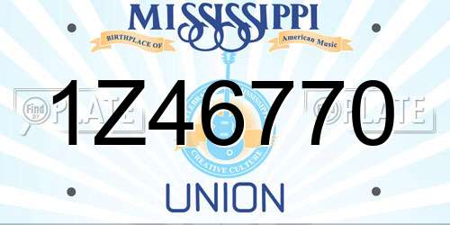 1Z46770 Mississippi License Plate
