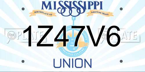 1Z47V6 Mississippi License Plate