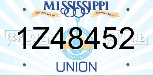1Z48452 Mississippi License Plate