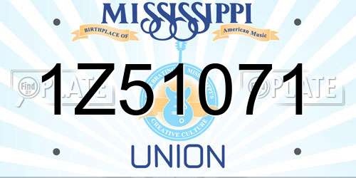 1Z51071 Mississippi License Plate